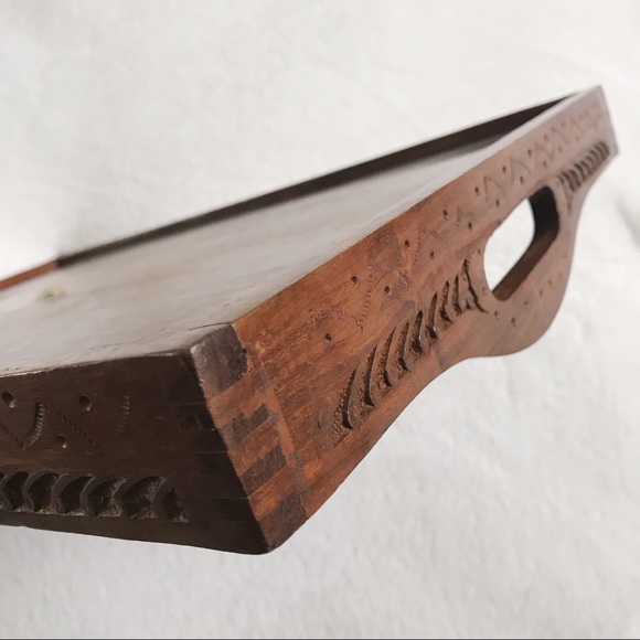 Indian Carved Wooden Tray - Picture 7 of 8